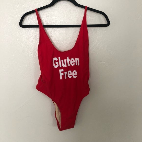 Red “gluten free” one piece bikini - Picture 2 of 2